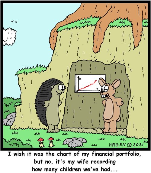 "I wish it was the chart of my financial portfolio, but no, it's my wife recording how many children we've had..."