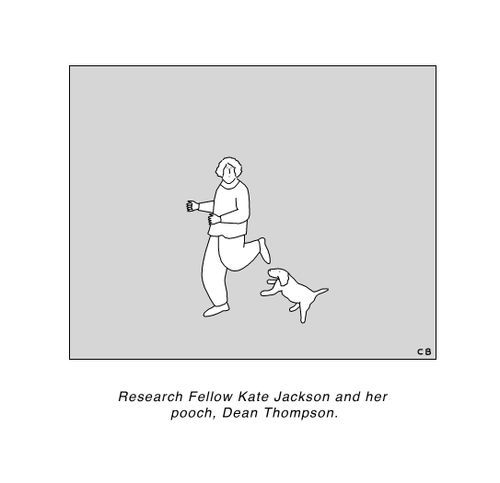 Research Fellow Kate Jackson and her pooch, Dean Thompson.
