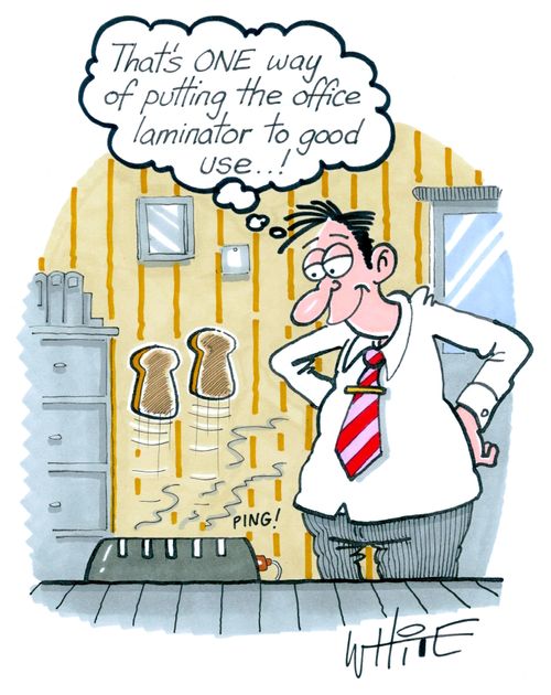 "That's ONE way of putting the office laminator to good use..."