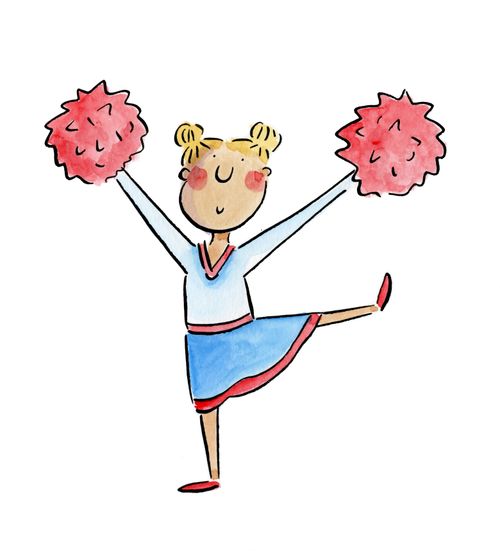 A cheerleader doing a high kick 