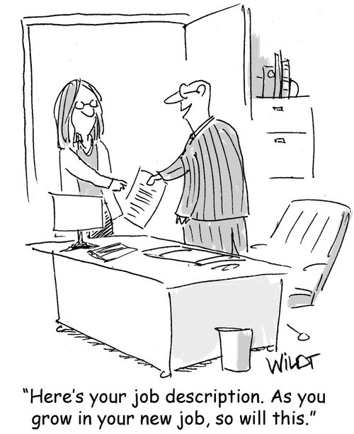 "Here's your job description. As you grow in your new job, so will this."