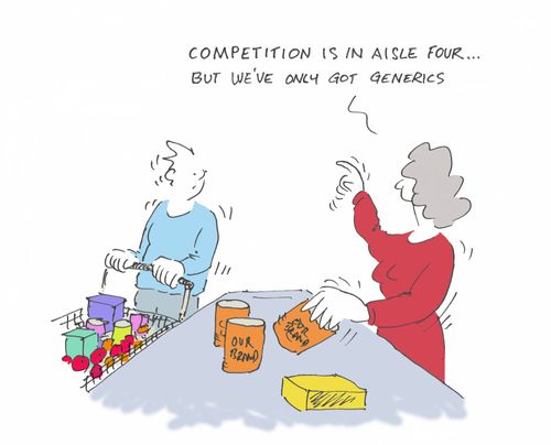 "Competition is in aisle four. . . but we've only got generics."