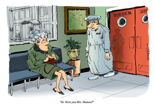 "Hi. Were you Mrs. Hanson?"