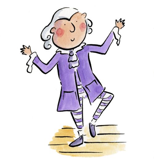A dancing  man in a period costume