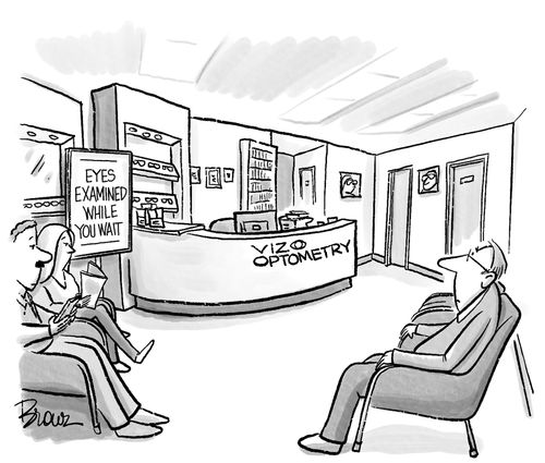 Optometrist: Eyes Examined While You Wait.