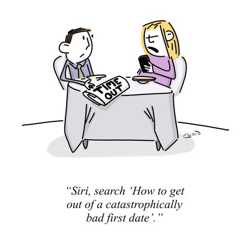 "Siri, search 'How to get out of a catastrophically bad first day'."