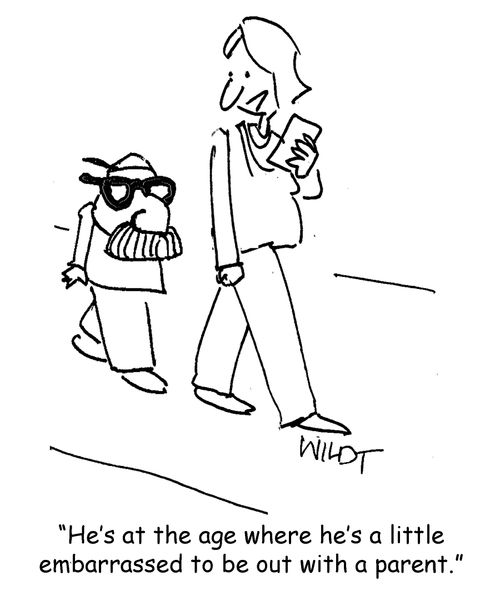 "He's at the age where he's a little embarrassed to be out with a parent."