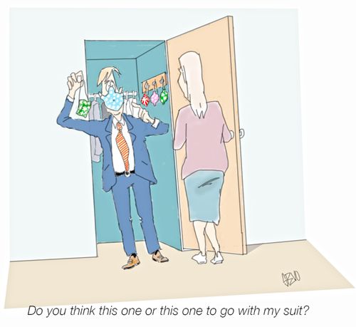 "Do you think this one or this one to go with my suit?"