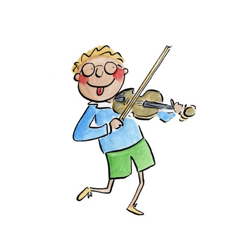 A boy playing the violin