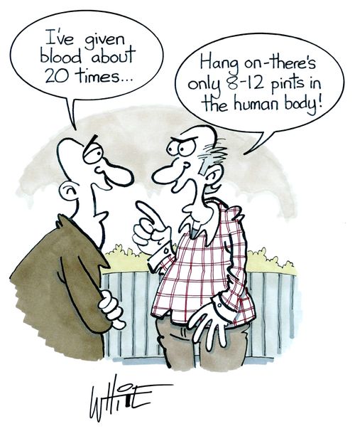 "I've given blood about 20 times. . ."