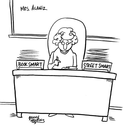 Teacher has two boxes: "Book Smart" and "Street Smart"