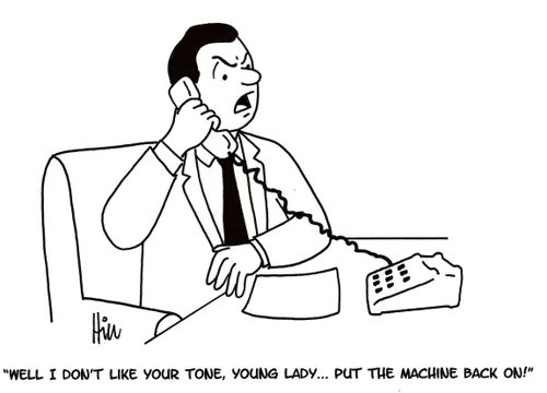"Well I don't like your tone, young lady. . . put the machine back on!"