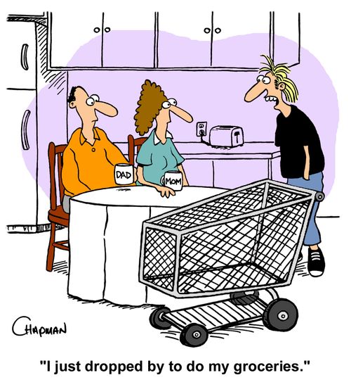 "Just dropped by to do my groceries."