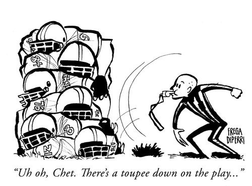 "Uh oh, Chet. There's a toupee down on the play.."