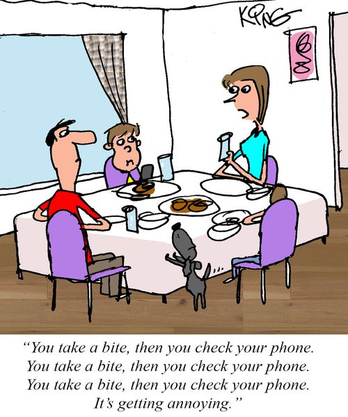 "You take a bite, then you check your phone. You take a bite, then you check your phone. . ."