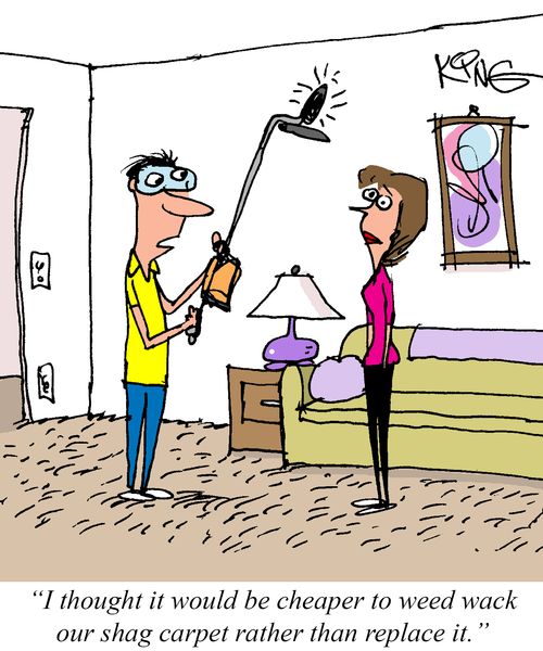 "I thought it would be cheaper to weed wack our shag carpet rather than replace it."