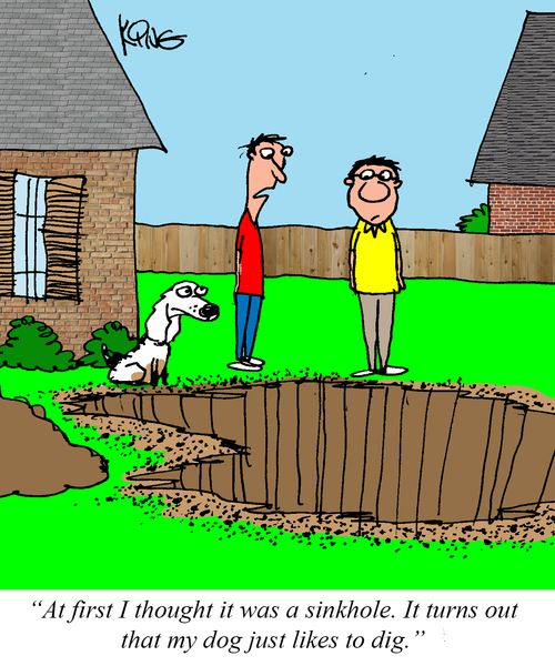 "At first I thought it was a sinkhole. It turns out that my dog just likes to dig."