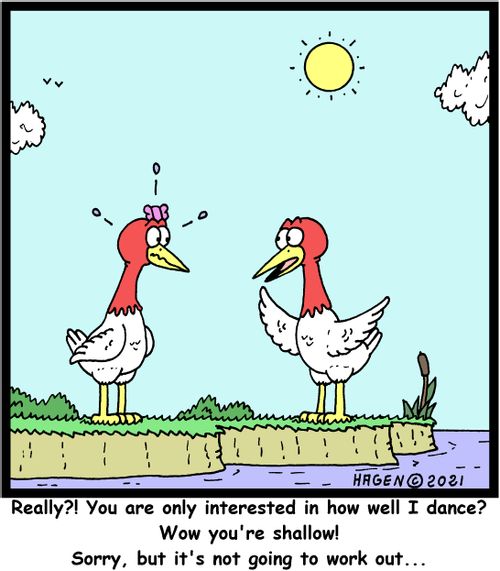 "Really?! You are only interested in how well I dance? Wow you're shallow! Sorry, but it's not going to work out. . ."