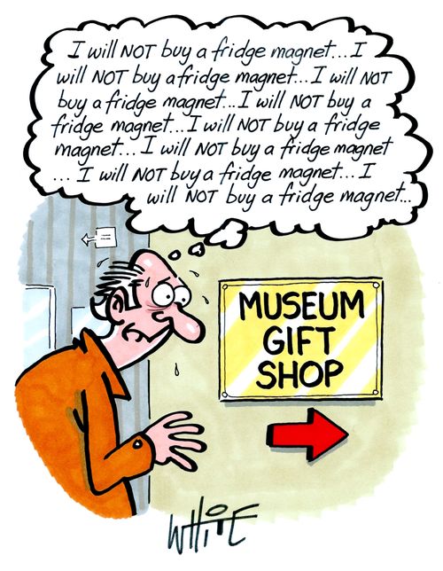 "I will not buy a fridge magnet. . ."