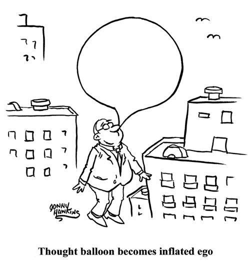 Thought balloon becomes inflated ego