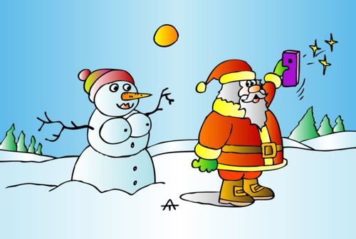 Santa and the snow lady.