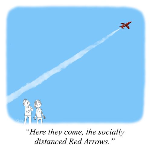 "Here they come, the socially distanced Red Arrows."
