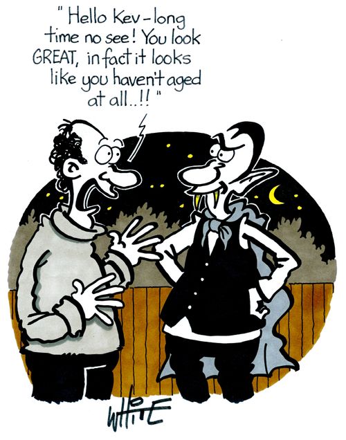 "Hello Kev - long time no see! You look great, in fact it looks like you haven't aged at all. . !!"
