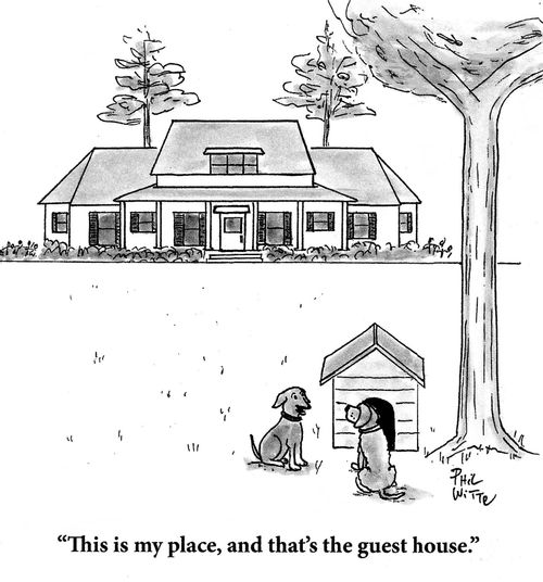 "This is my place, and that's the guest house."