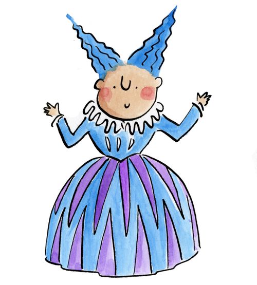 Blue Haired Lady in Ballgown
