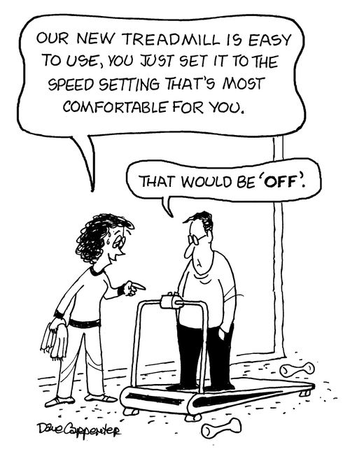 "Our new treadmill is easy to use, you just set it to the speed setting that's most comfortable for you."