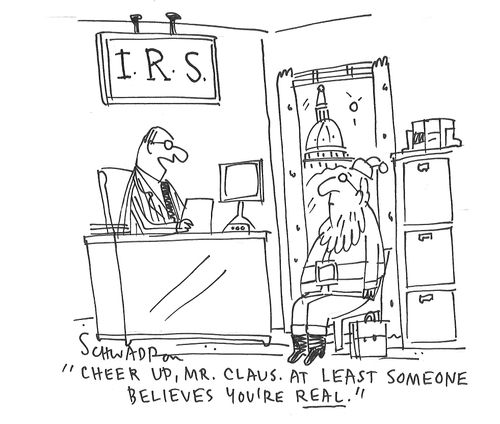 "Cheer up, Mr. Claus. At least someone believes you're real."
