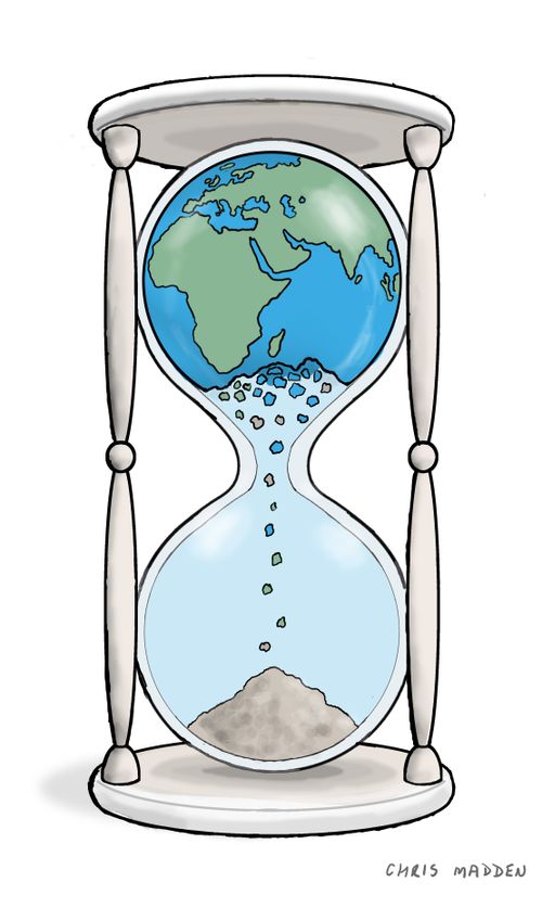 Hourglass earth - time running out