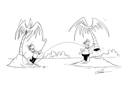 Playing golf on a desert island