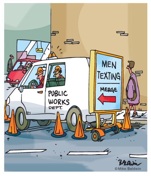 Men Texting: Merge