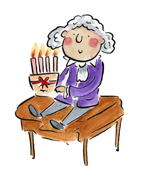 Handel sitting on a piano