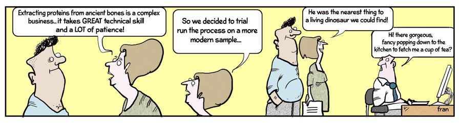 "Extracting proteins from ancient bones is a complex business. . ."