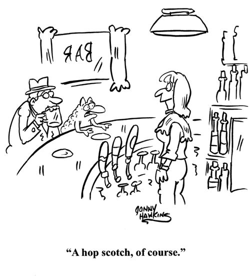 "A hop scotch, of course."