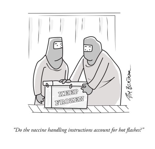 "Do the vaccine handling instructions account for hot flashes?"