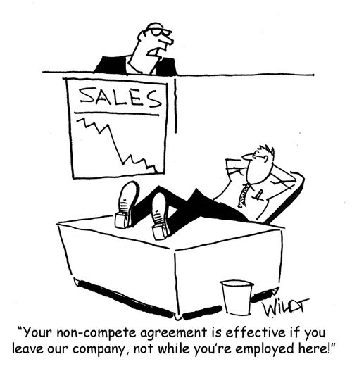 "Your non-compete agreement is effective if you leave our company, not while you're employed here!"