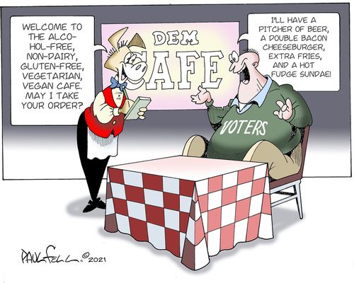 "Welcome to the alcohol-free, non-dairy, gluten-free, vegetarian, vegan cafe. May I take your order?"