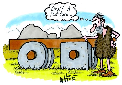 "Drat! A flat tyre. . ."