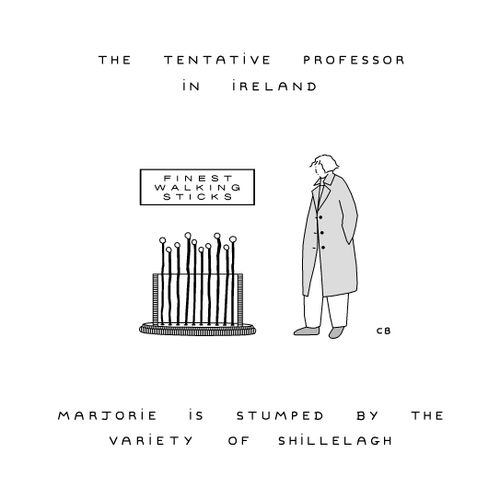 The tentative professor in Ireland - Marjorie is stumped by the variety of shillelagh 