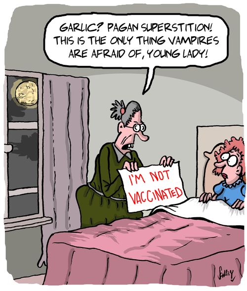 "Garlic? Pagan superstition! This is the only thing vampires are afraid of, young lady!"
