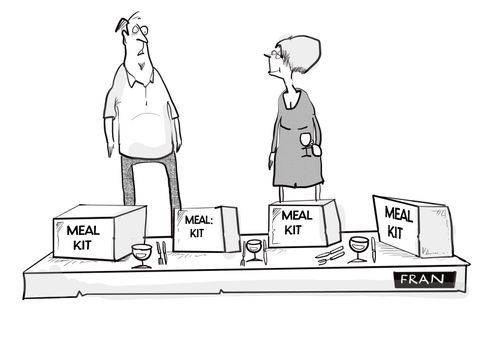 A table laid out with meal kits