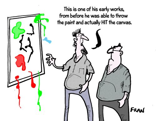 "This is one of his early works, from before he was able to throw the paint and actually hit the canvas."