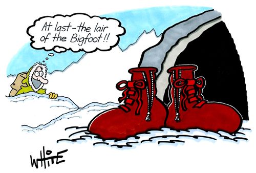"At last - the lair of the Bigfoot!!"
