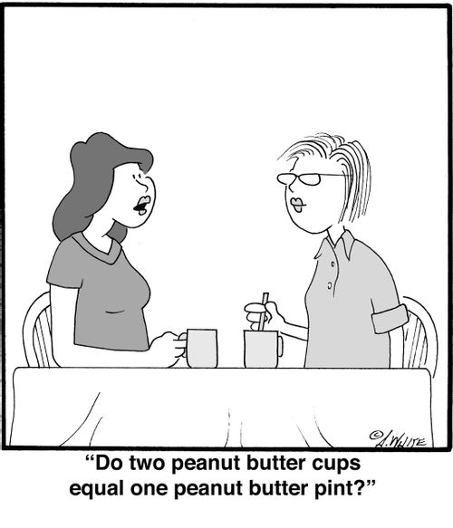 "Do two peanut butter cups equal one peanut butter pint."