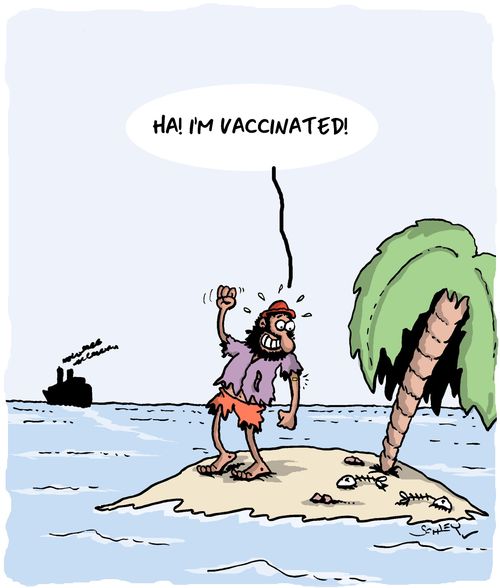 "Ha! I'm vaccinated!"