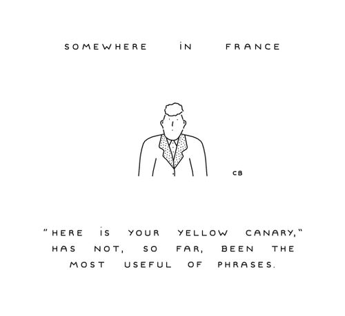 Somewhere in France - "Here is your yellow canary", has not, so far, been the most useful of phrases.