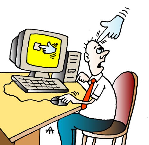Man poked by cursor